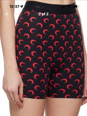 Marine Serre Black and Red Crescent Print Bike Shorts